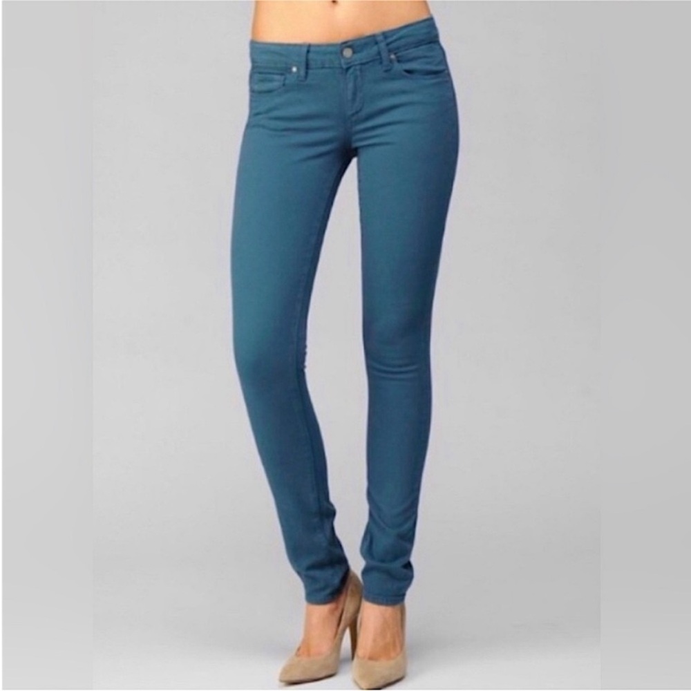 Paige Skyline Skinny Jeans in Teal Blue Color Size 29